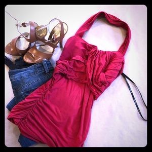 Bebe Red halter top Size S.. PRICE DROP